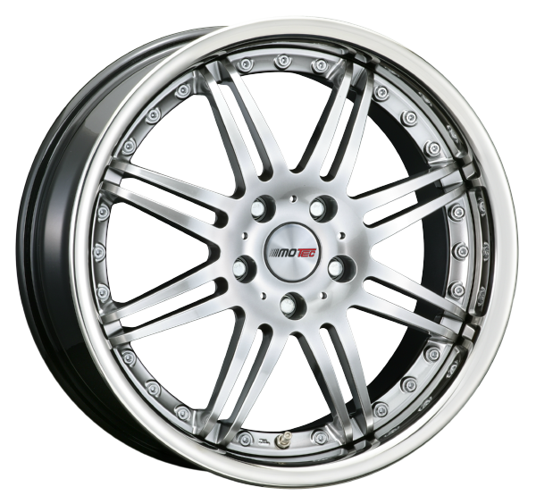 Llanta MOTEC ANTARES 8,5x20 (5x112) ET45 NEGRO / ARO EN ACERO INOXIDABLE