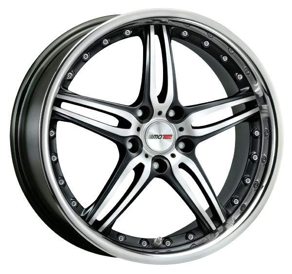 Llanta MOTEC PANTERA 9.0x20 (5x130) ET50 NEGRO MATE / PULIDO