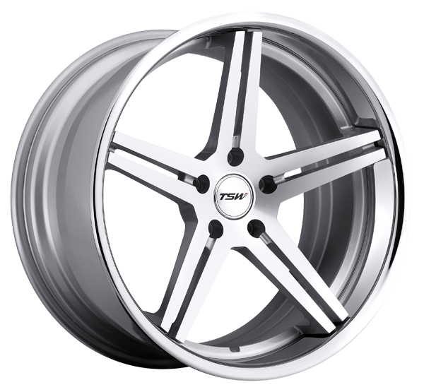Llanta TSW MIRABEAU 10.0 X 20" (5X114.3) ET40 PLATA / FRENTE PULIDO CON ARO EN CROMADO
