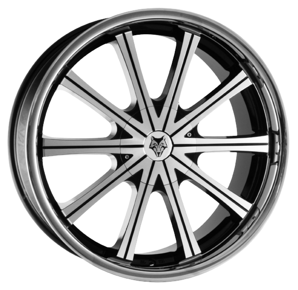 Llanta WOLFRACE Vermont 9.5x22 (6x139.7) ET20 NEGRO /  PULIDO / ARO EN ACERO INOXIDABLE