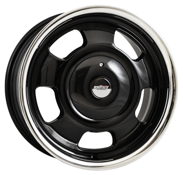 Llanta WOLFRACE SlotMag 7.0x15 (5x112) ET35 NEGRO / ARO EN ACERO INOXIDABLE