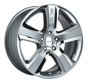 Llanta RADIUS R12 SATIN 8 X 18" (5X108) ET45 SATIN SILVER + CHROME INSERTS