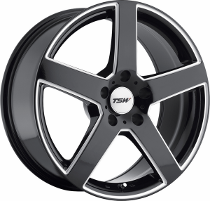 Llanta TSW RIVAGE BLACK 9,5 X 18" (5X120) ET20 GLOSS BLACK W/ MILLED SPOKES